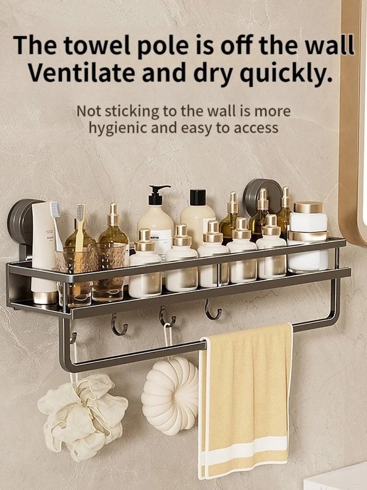 Wall Mounted Non-Perforated Towel Rack Multi-Room Storage Organizer