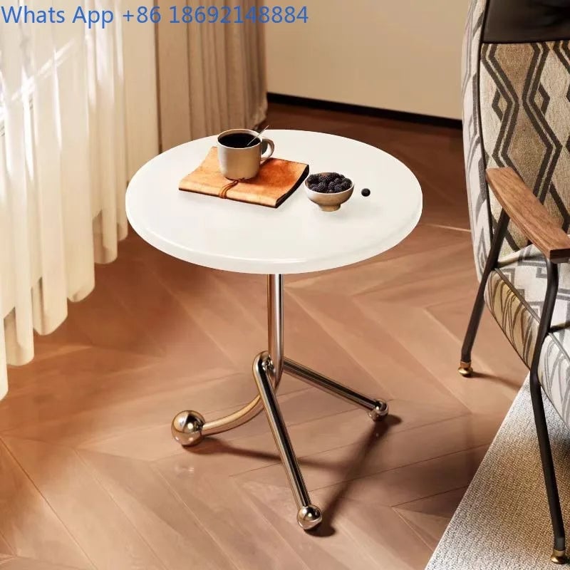 Stainless Steel Round Medieval Style Small Table Cafe Balcony