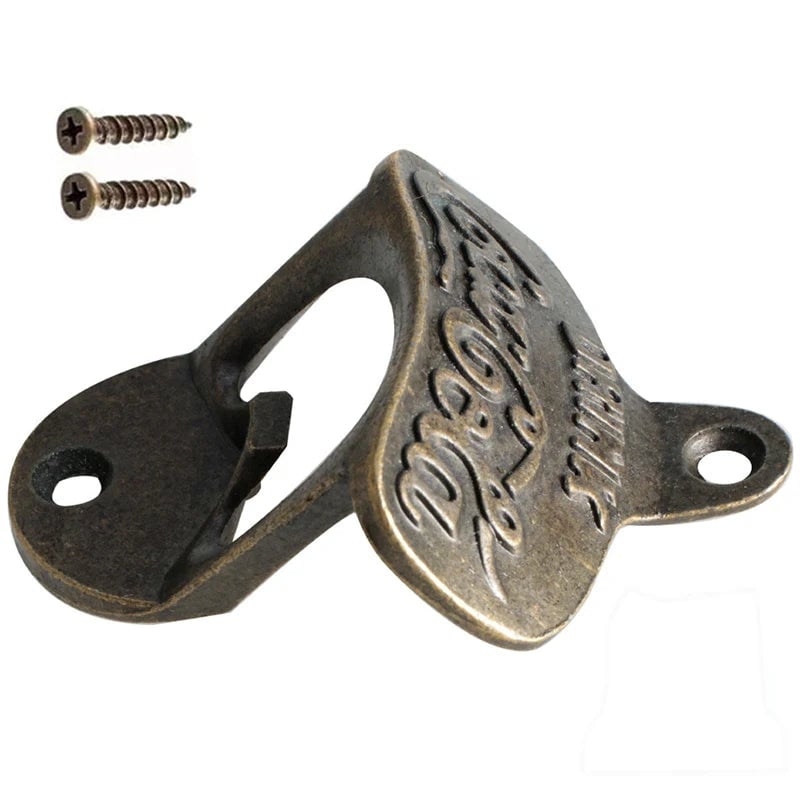 Zinc Alloy Wall Mount Bottle Opener with Screws - Professional Bar Tool