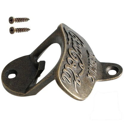 Zinc Alloy Wall Mount Bottle Opener with Screws - Professional Bar Tool