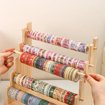 Wooden Desktop Organizer Rack for Tape Stickers & Necklaces
