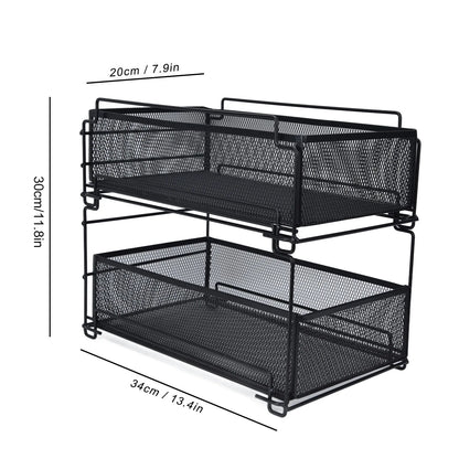 Sliding Under Sink Drawer Organizer - Pull Out Kitchen Storage Rack