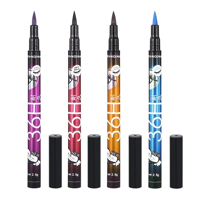 12 Pcs Waterproof Long Lasting Liquid Eyeliner Set Black Brown Blue
