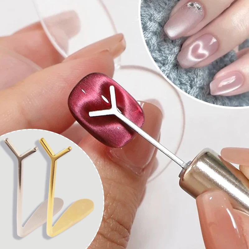 Cat Eye Nail Magnet Set - Y Shape Wire Heart Ingot Design Tools