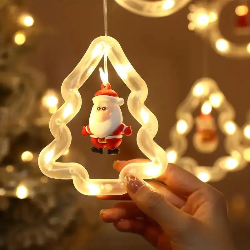 Santa LED Curtain Lights 10 Figures Remote Control Christmas Decor