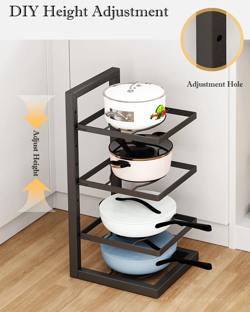 Adjustable Stainless Steel Pot Rack Kitchen Storage Organizer