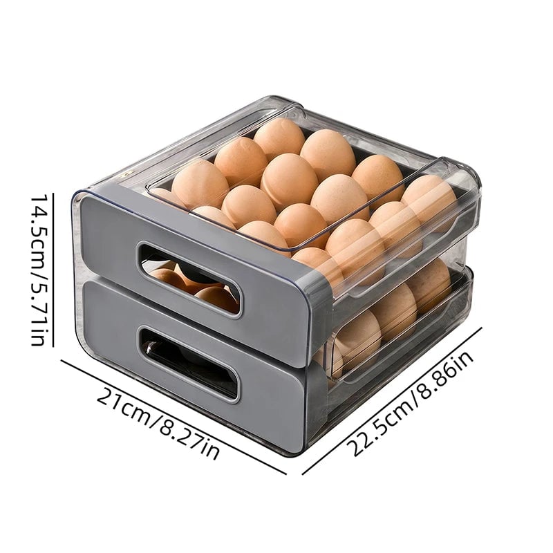 32-Compartment Drawer Style Refrigerator Egg Storage Organizer Box