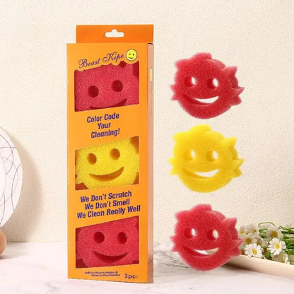3-Piece Multi-Functional Kitchen Magic Sponge Brushes - Non-Scratch
