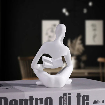 Abstract Man Reading Book Resin Sculpture Figurine Home Decor