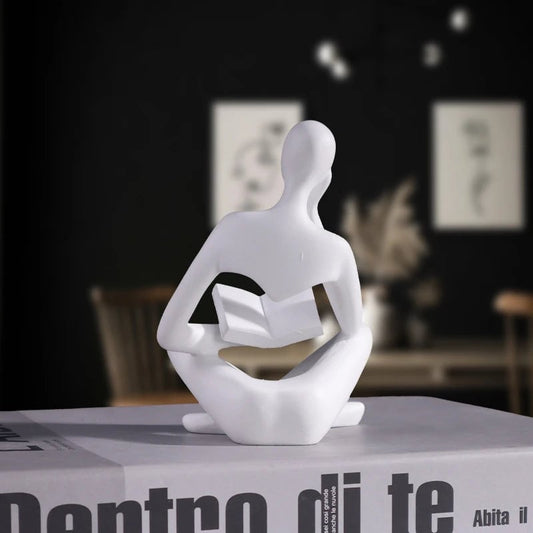 Abstract Man Reading Book Resin Sculpture Figurine Home Decor