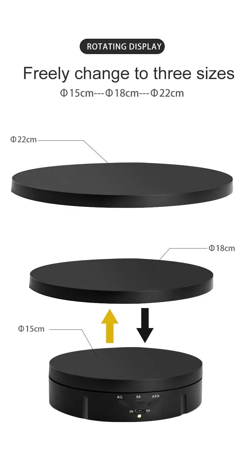 3-in-1 Electric 360° Rotating Photography Turntable Display Stand
