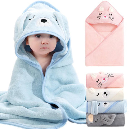 Soft Hooded Baby Bath Towel Cartoon Animal Blanket Swaddle Wrap