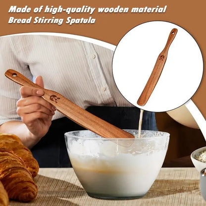 Wooden Sourdough Starter Mixing Spatula - Dough Scraping Tool
