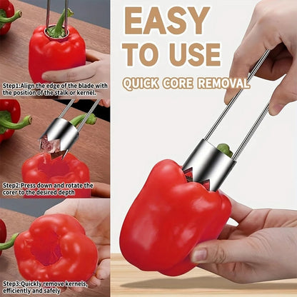 Stainless Steel Fruit Vegetable Corer Tool Set - Apple Pepper Core
