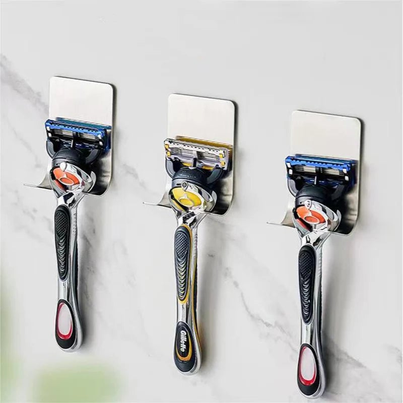 Stainless Steel Razor Holder Wall Mount Punch-Free Bathroom Storage