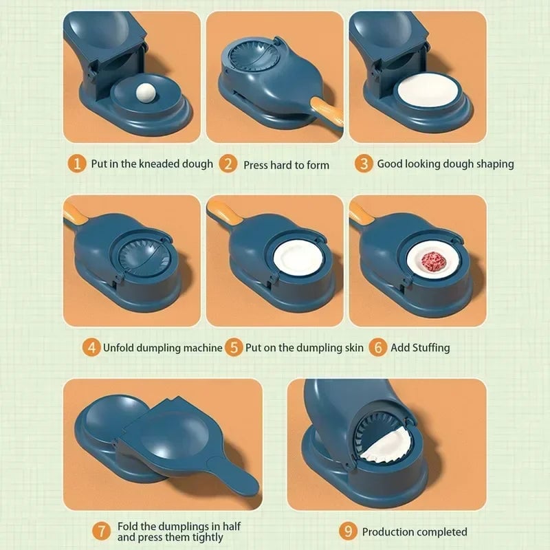 2-in-1 Dumpling Maker & Dough Presser Mold Kitchen Tool DIY Kit