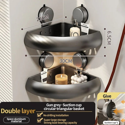 Suction Cup Corner Shelf Triangle Wall Mount Bathroom Organizer
