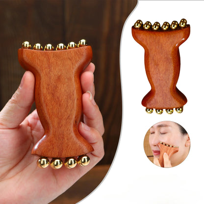 Copper Wood Lymphatic Face Massager - Anti-Aging Jawline Firming Tool