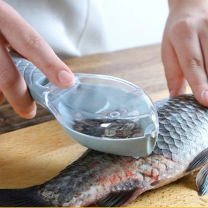 Manual Fish Scale Scraper with Lid - Kitchen Descaling Tool