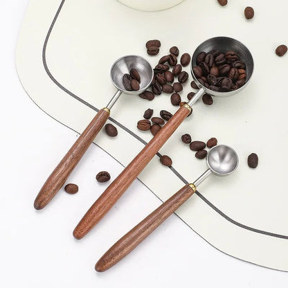 25ml Walnut Wood Handle Stainless Steel Coffee Measuring Scoop Spoon