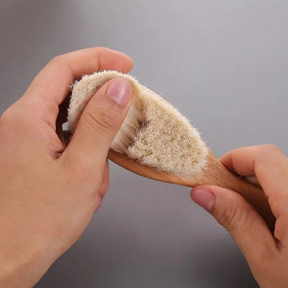 Natural Wool Wood Baby Hair Brush - Gentle Massage Comb for Newborns