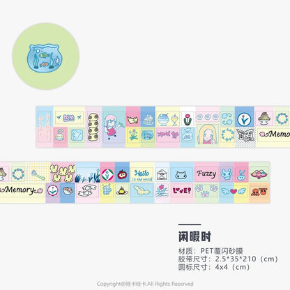 Kawaii Shiny PET Washi Tape Stickers for Scrapbooking & Crafts