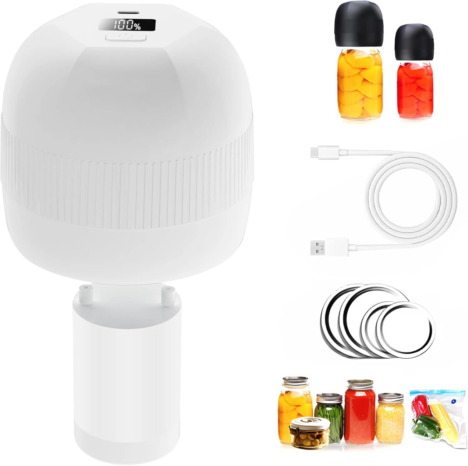 Electric Mason Jar Vacuum Sealer Kit - 5x Longer Food Freshness