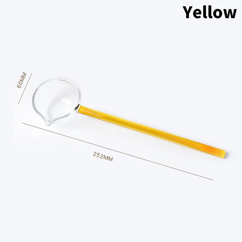 Borosilicate Glass Spoon Long Handle Heat Resistant Spout Dessert