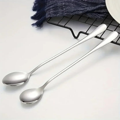 6Pcs Stainless Steel Long Handle Coffee Spoons Set - Ice & Mixing