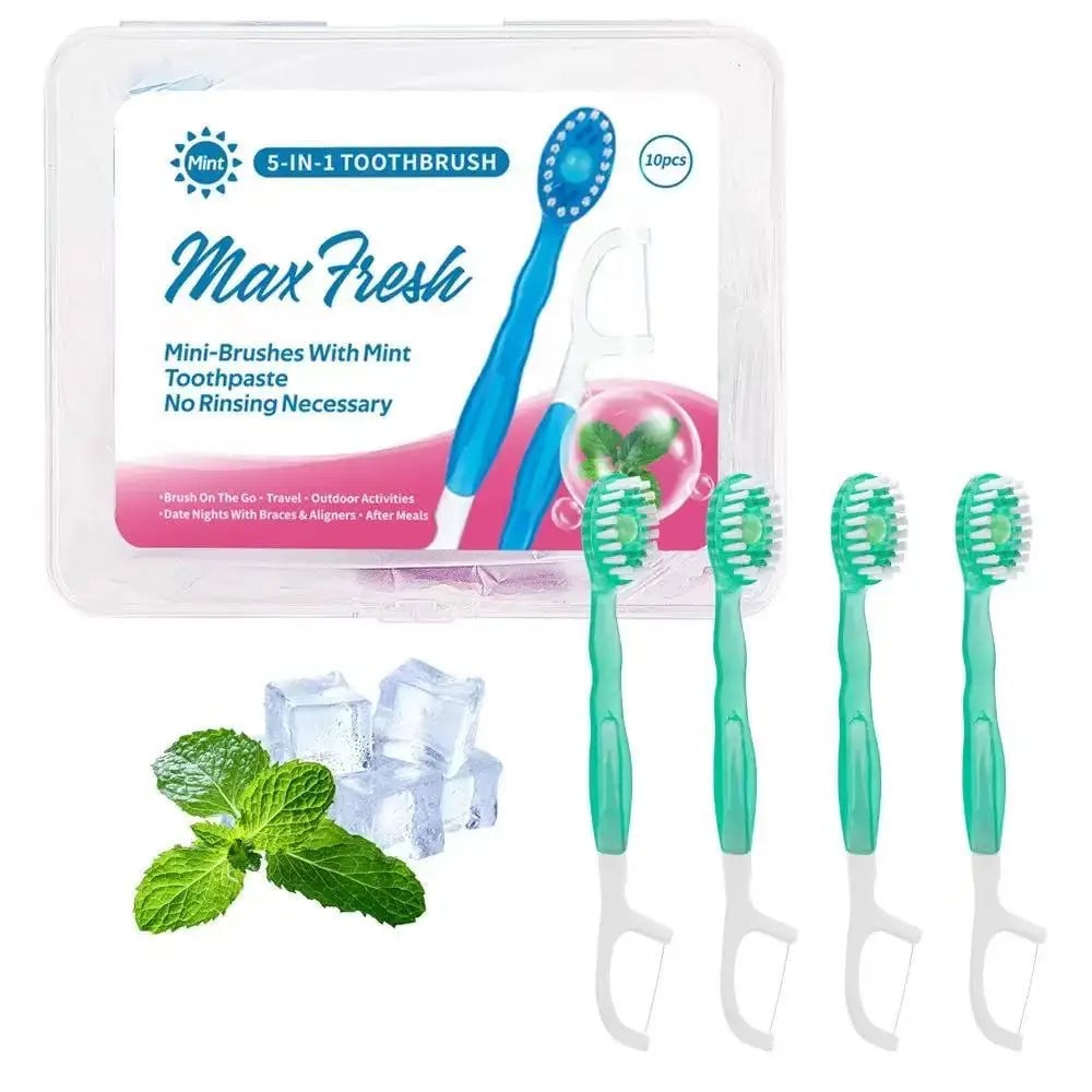 3-in-1 Portable Travel Toothbrush Set with Bursting Beads & Floss