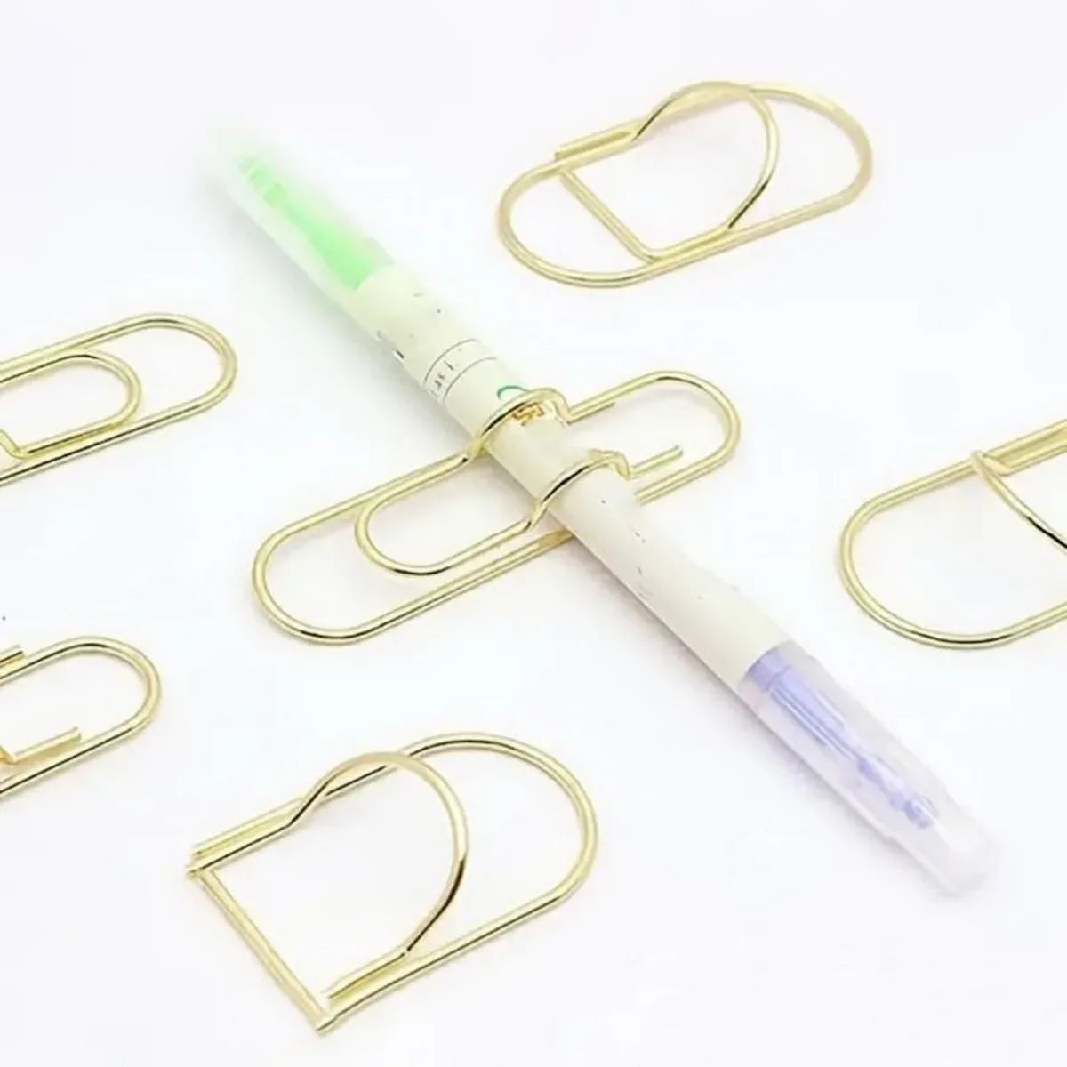 Golden Metal Pen Holder Clip Bookmark - Portable Office School