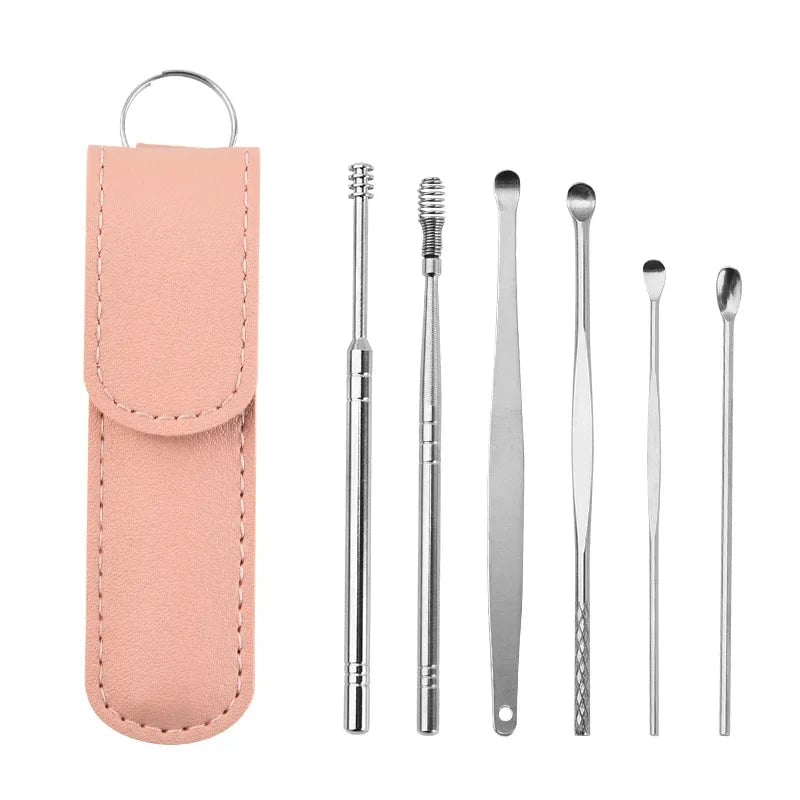 Stainless Steel Ear Cleaning Tool Kit with Pick Set & Storage Bag