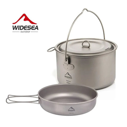 Titanium Camping Cookware Set - Lightweight Pot Frying Pan Outdoor