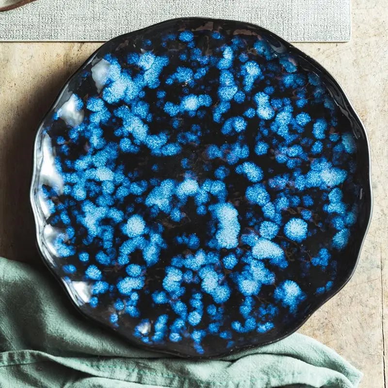 Vintage Ceramic Dinner Plates Set - Round Disk Design Restaurant Style