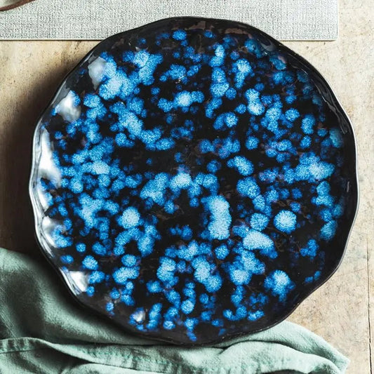 Vintage Ceramic Dinner Plates Set - Round Disk Design Restaurant Style