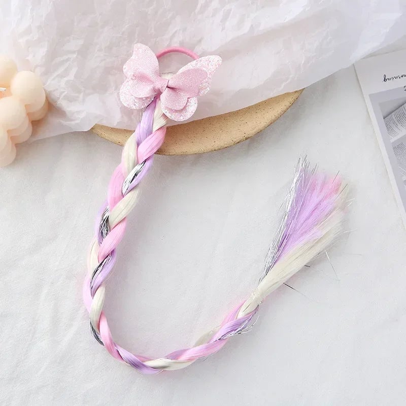 Girls Cartoon Bow Butterfly Braid Headband Ponytail Holder Set