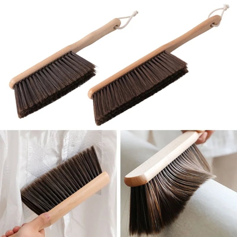 Natural Wood Bristle Anti-Static Coffee Cleaning Brush Desktop Broom