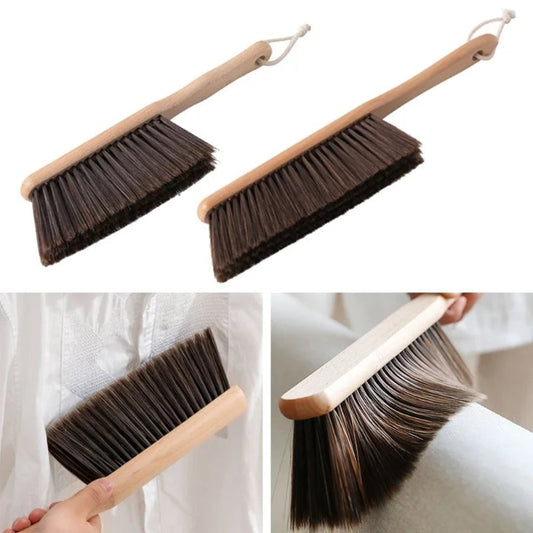 Natural Wood Bristle Anti-Static Coffee Cleaning Brush Desktop Broom