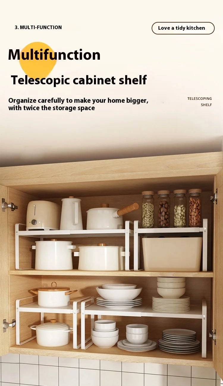 3-Tier Microwave Rack Retractable Countertop Kitchen Organizer