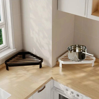 Metal Triangular Heat-Resistant Pot Rack Corner Countertop Stand