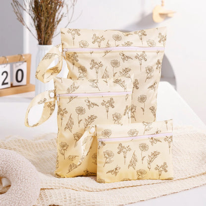 3PCS Recycled Fabric Waterproof Wet Dry Bags Portable Diaper Storage