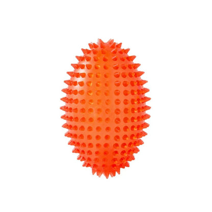 Chew Resistant Olive Spike Dog Ball - Squeaky Teeth Cleaning Toy
