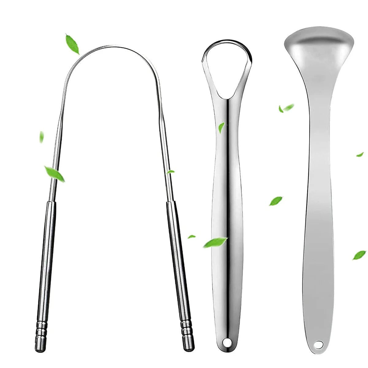 Stainless Steel Tongue Scraper Cleaner 1pc/3pc Metal Oral Care
