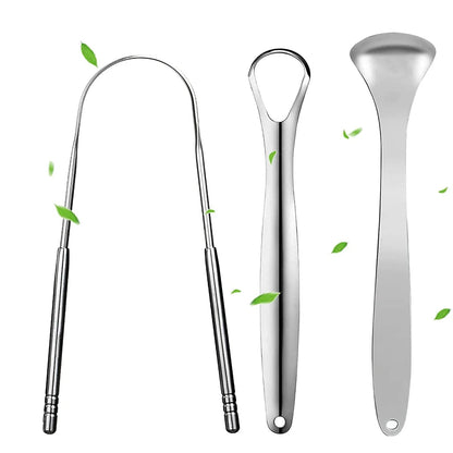 Stainless Steel Tongue Scraper Cleaner 1pc/3pc Metal Oral Care