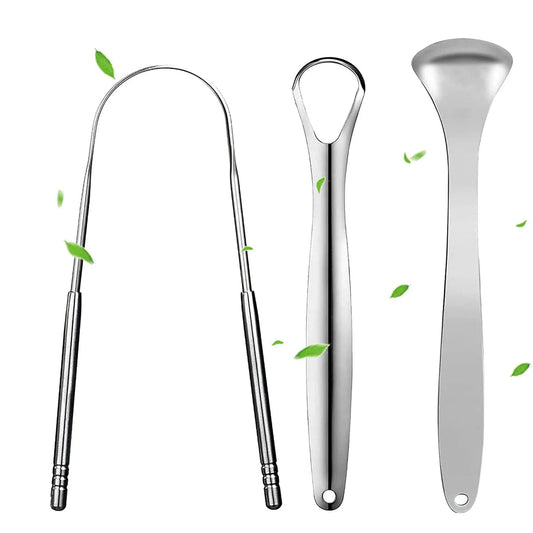 Stainless Steel Tongue Scraper Cleaner 1pc/3pc Metal Oral Care