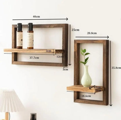 Rustic Wood Floating Wall Shelves - Farmhouse Storage for Bedroom