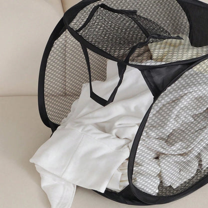 Foldable Mesh Laundry Sorting Basket with Frame - Dirty Clothes