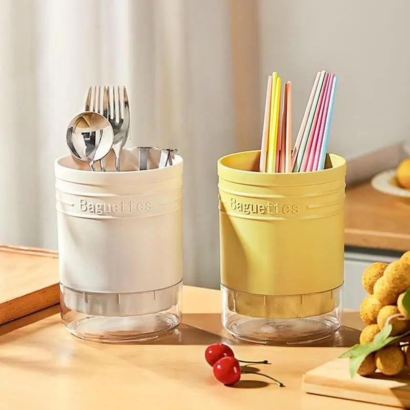 Multi-Functional Plastic Cutlery Storage Holder with Drain Design