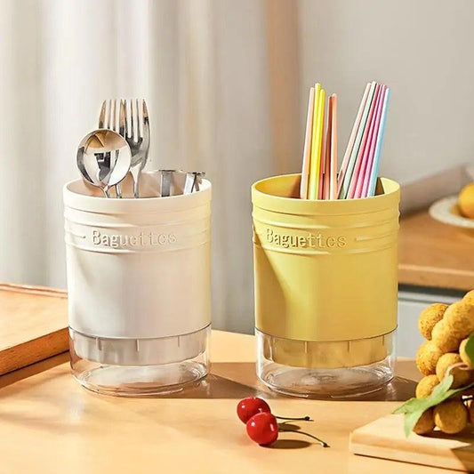 Multi-Functional Plastic Cutlery Storage Holder with Drain Design