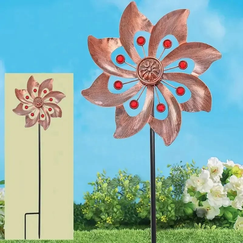 Double Windmill Kinetic Wind Spinner - Outdoor Garden Patio Decor